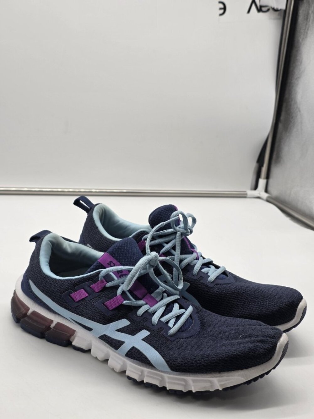 ASICS Shoes Womens Size 10 Blue Navy Quantum 90 Running Sneakers Damage 1022A115